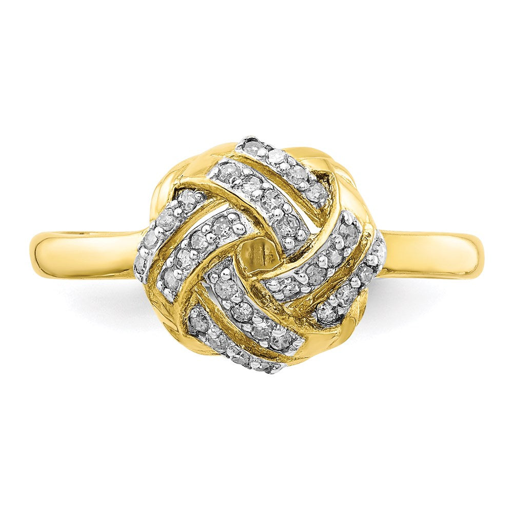 10K Yellow Gold Tiara Collection Polished Real Diamond Ring