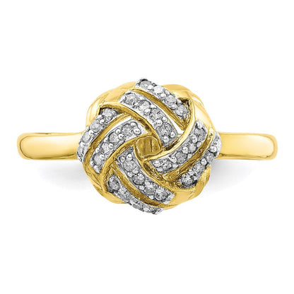 10K Yellow Gold Tiara Collection Polished Real Diamond Ring
