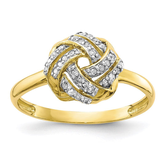 10K Yellow Gold Tiara Collection Polished Real Diamond Ring