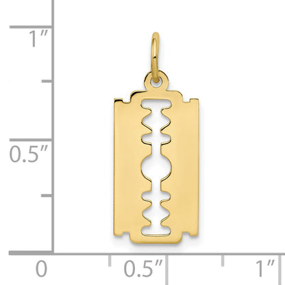 10K Yellow Gold Polished Razor Blade Charm