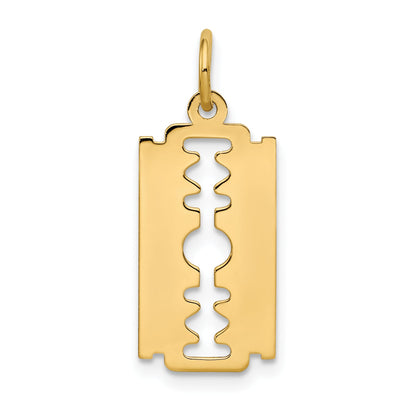 10K Yellow Gold Polished Razor Blade Charm