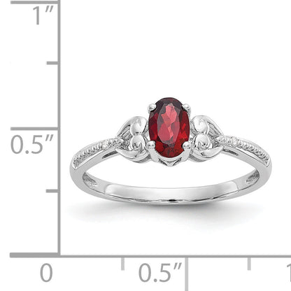 10K White Gold Garnet And Diamond Ring