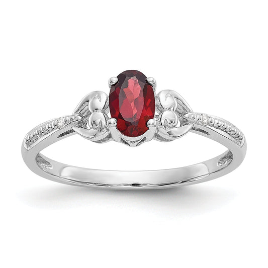 10K White Gold Garnet And Diamond Ring