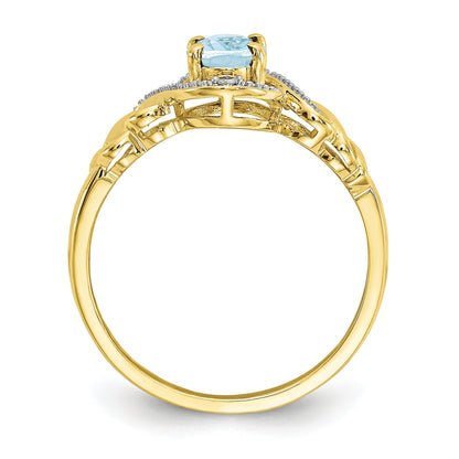 10K Yellow Gold 10K Aquamarine And Diamond Ring