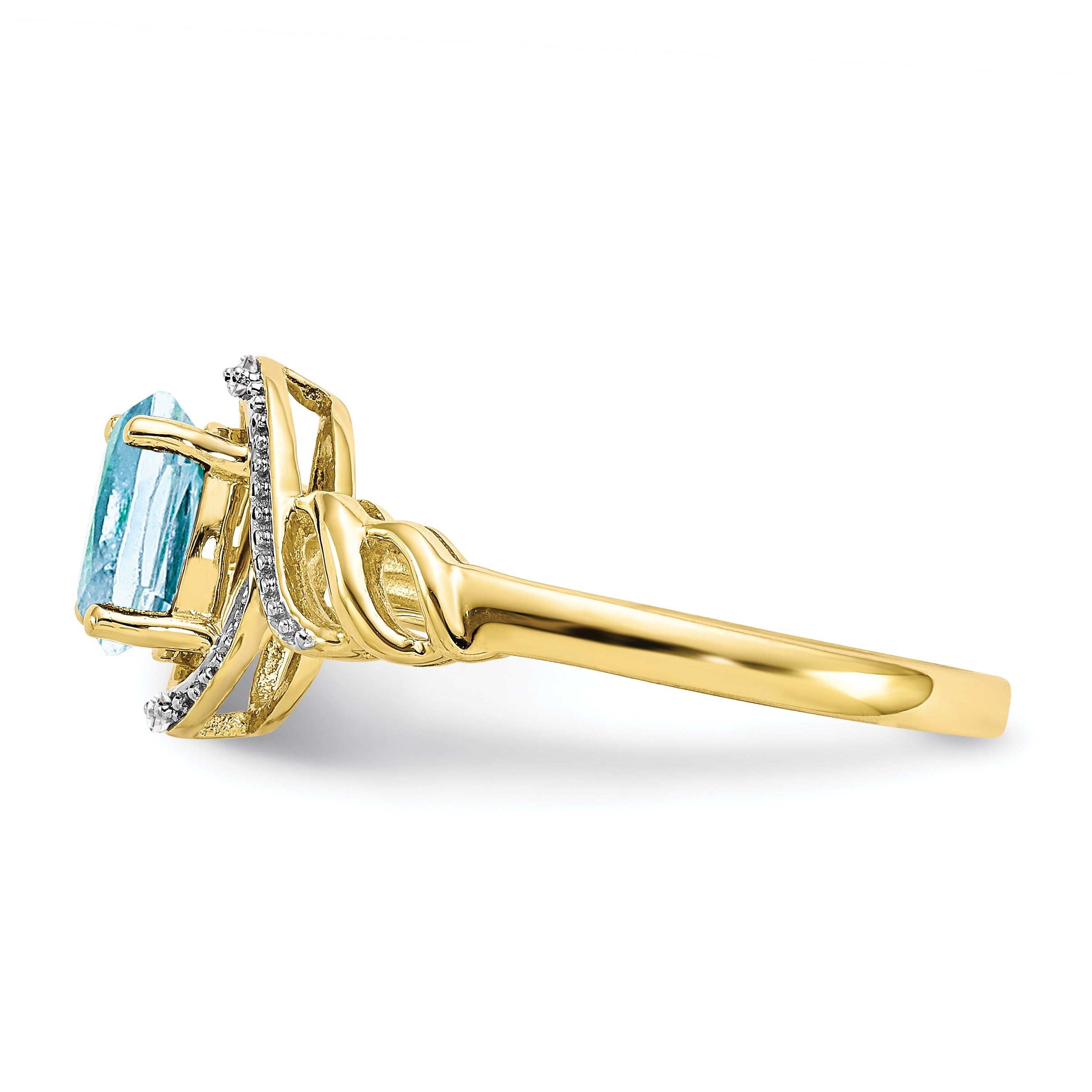 10K Yellow Gold 10K Aquamarine And Diamond Ring