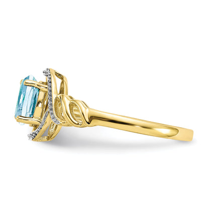 10K Yellow Gold 10K Aquamarine And Diamond Ring