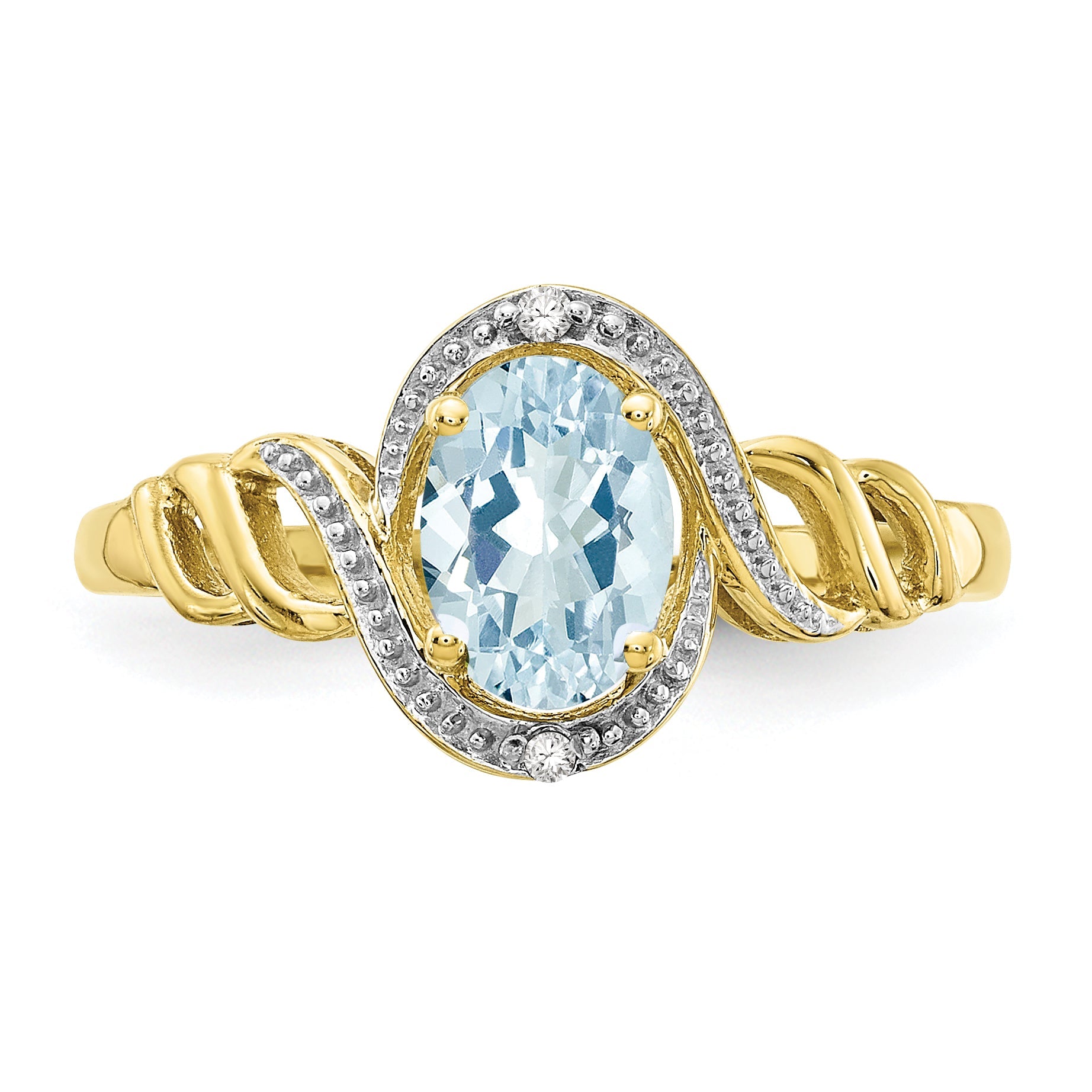 10K Yellow Gold 10K Aquamarine And Diamond Ring