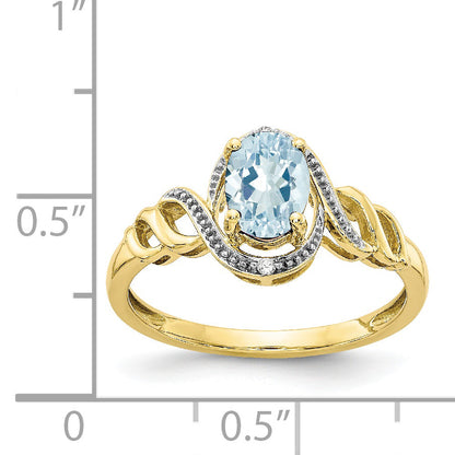 10K Yellow Gold 10K Aquamarine And Diamond Ring