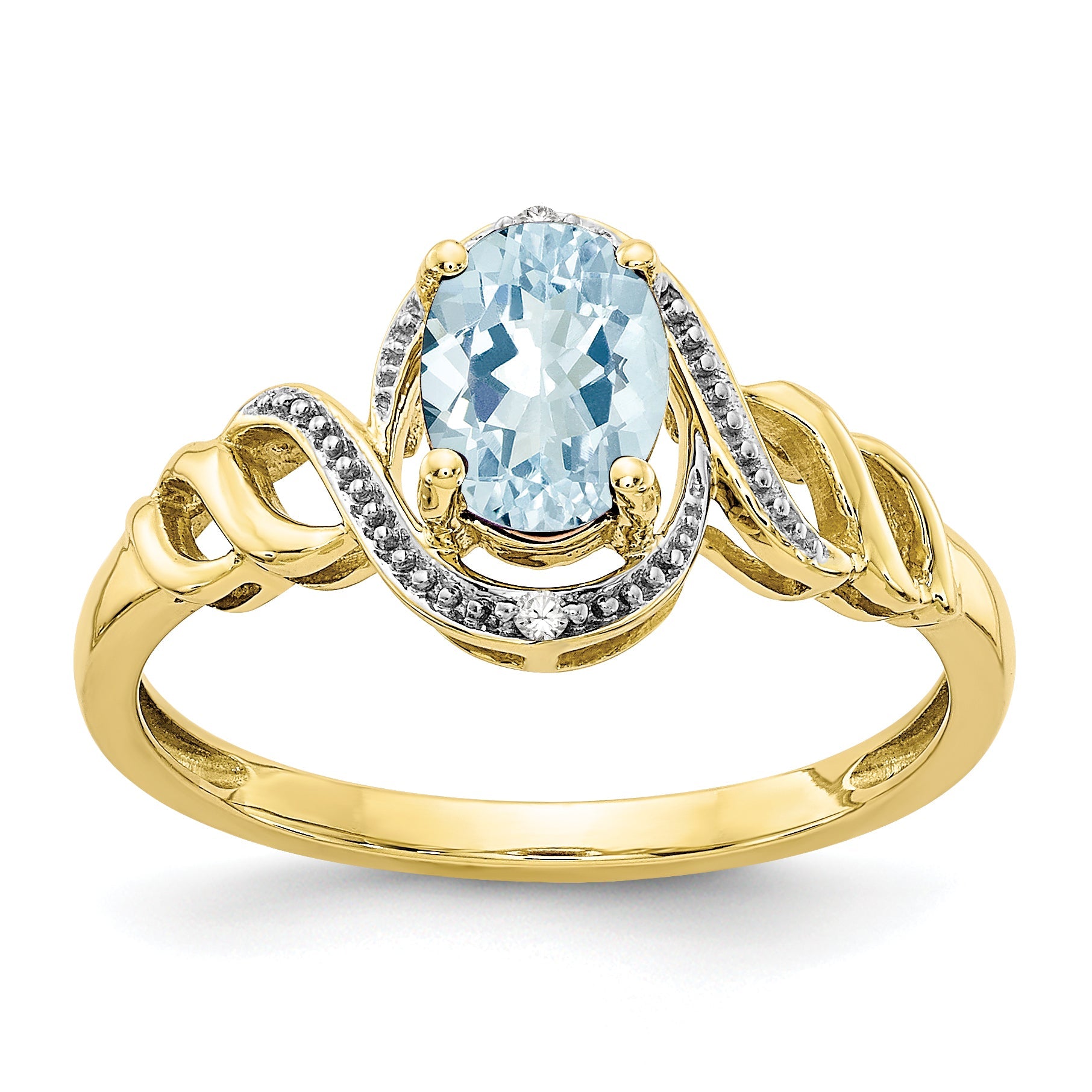 10K Yellow Gold 10K Aquamarine And Diamond Ring