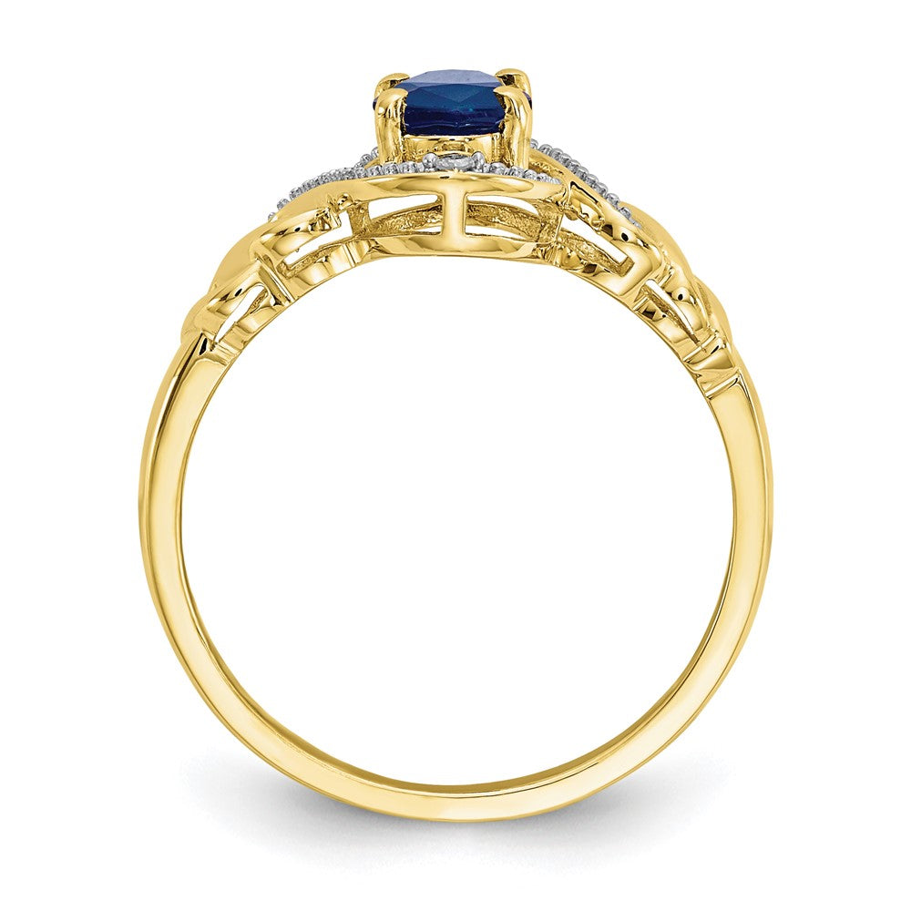 10K Yellow Gold Sapphire and Real Diamond Ring