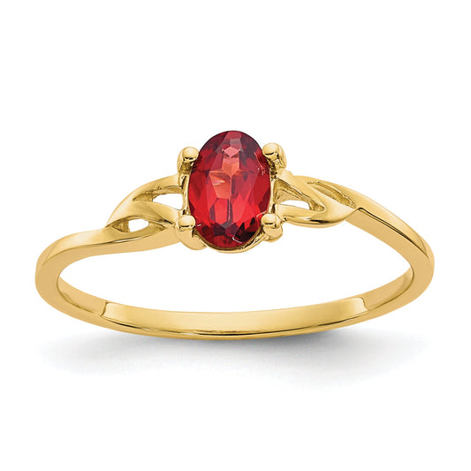 10K Yellow Gold Polished Genuine Garnet Birthstone Ring
