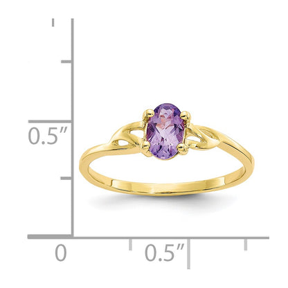 10K Yellow Gold Polished Genuine Amethyst Birthstone Ring