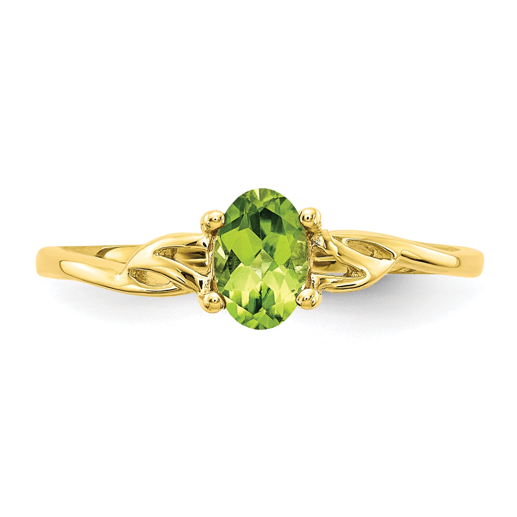 10K Yellow Gold Polished Genuine Peridot Birthstone Ring