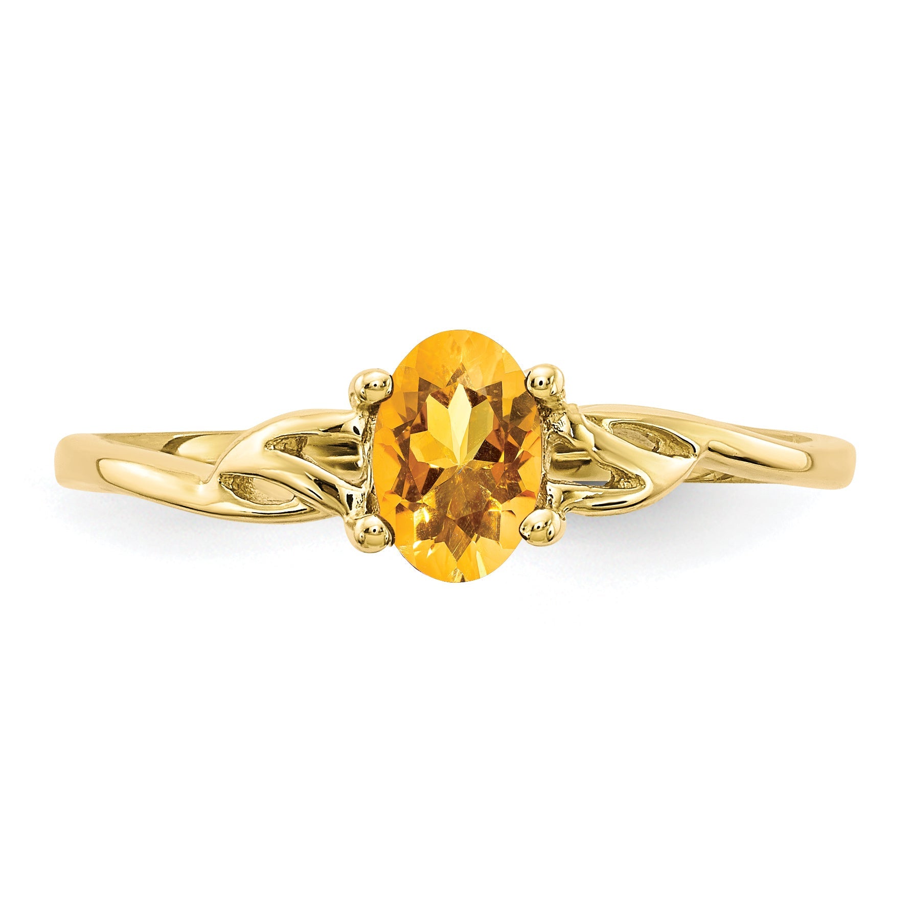 10K Yellow Gold Polished Genuine Citrine Birthstone Ring