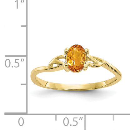 10K Yellow Gold Polished Genuine Citrine Birthstone Ring