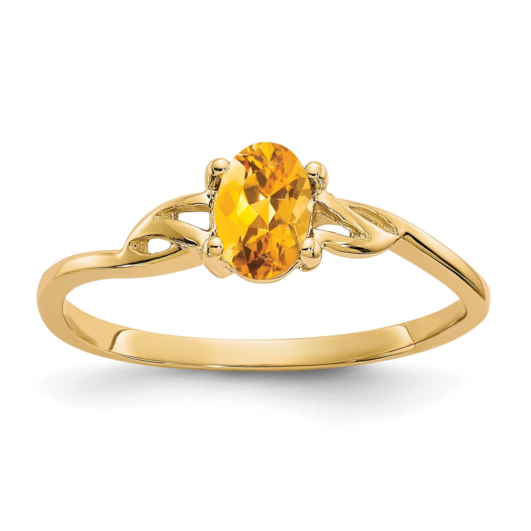 10K Yellow Gold Polished Genuine Citrine Birthstone Ring