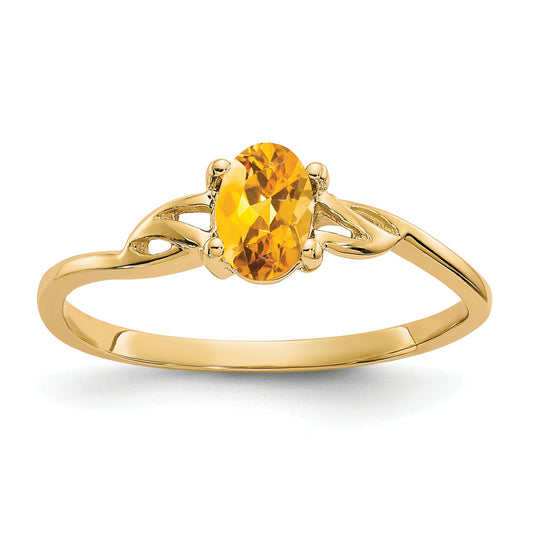 10K Yellow Gold Polished Genuine Citrine Birthstone Ring