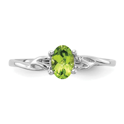 10K White Gold Polished Genuine Peridot Birthstone Ring