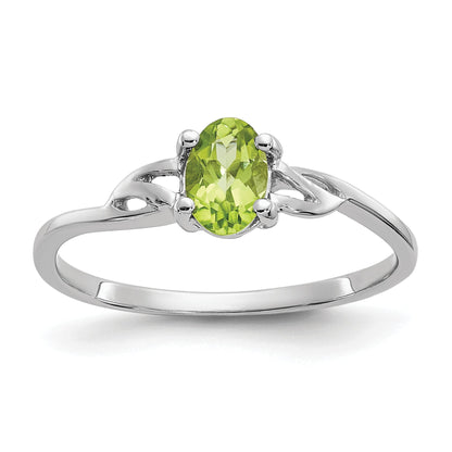 10K White Gold Polished Genuine Peridot Birthstone Ring