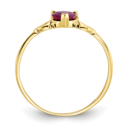 10K Yellow Gold Polished Genuine Ruby Birthstone Ring