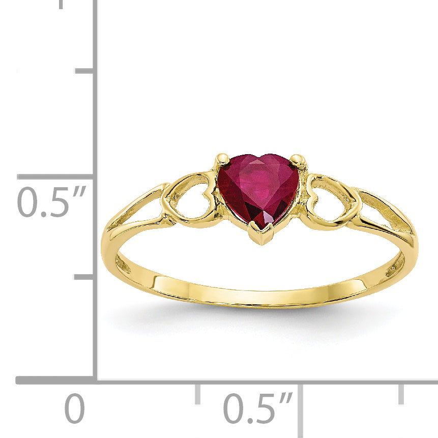 10K Yellow Gold Polished Genuine Ruby Birthstone Ring