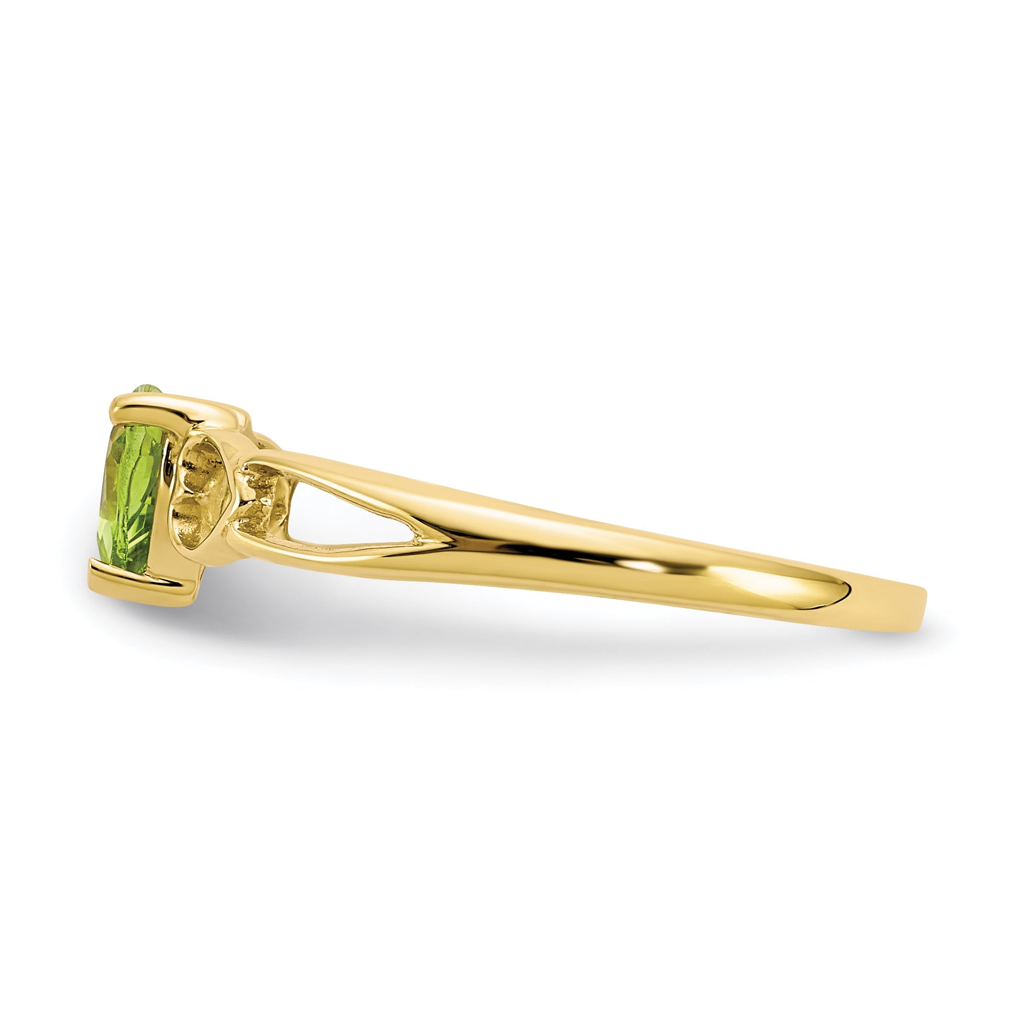 10K Yellow Gold Polished Genuine Peridot Birthstone Ring