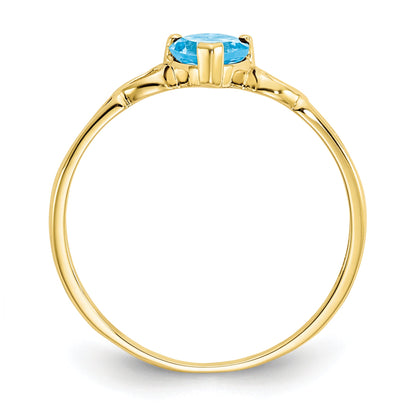 10K Yellow Gold Polished Genuine Blue Topaz Birthstone Ring