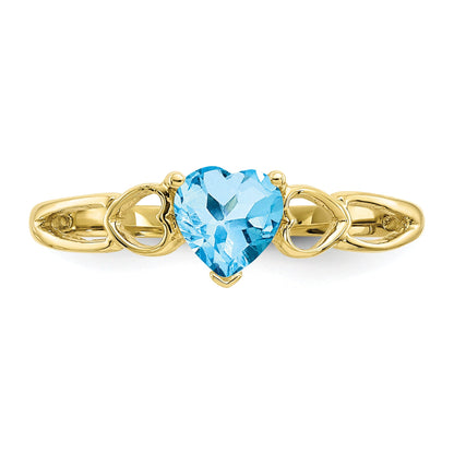 10K Yellow Gold Polished Genuine Blue Topaz Birthstone Ring