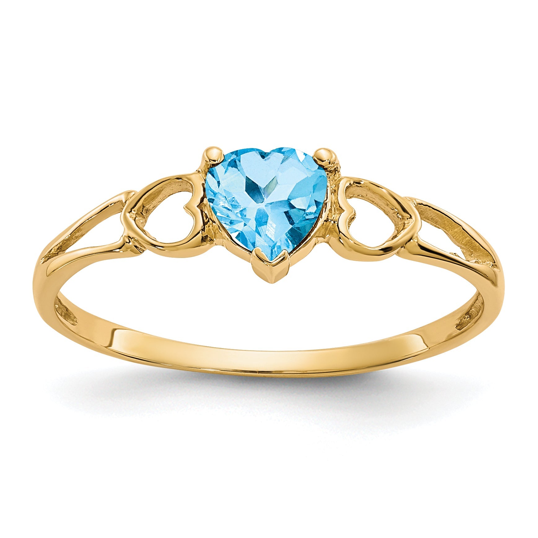 10K Yellow Gold Polished Genuine Blue Topaz Birthstone Ring
