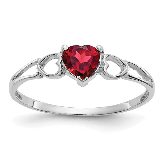10K White Gold Polished Genuine Garnet Birthstone Ring