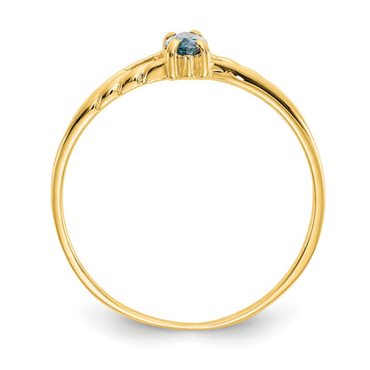 10K Yellow Gold Polished Genuine Aquamarine Birthstone Ring