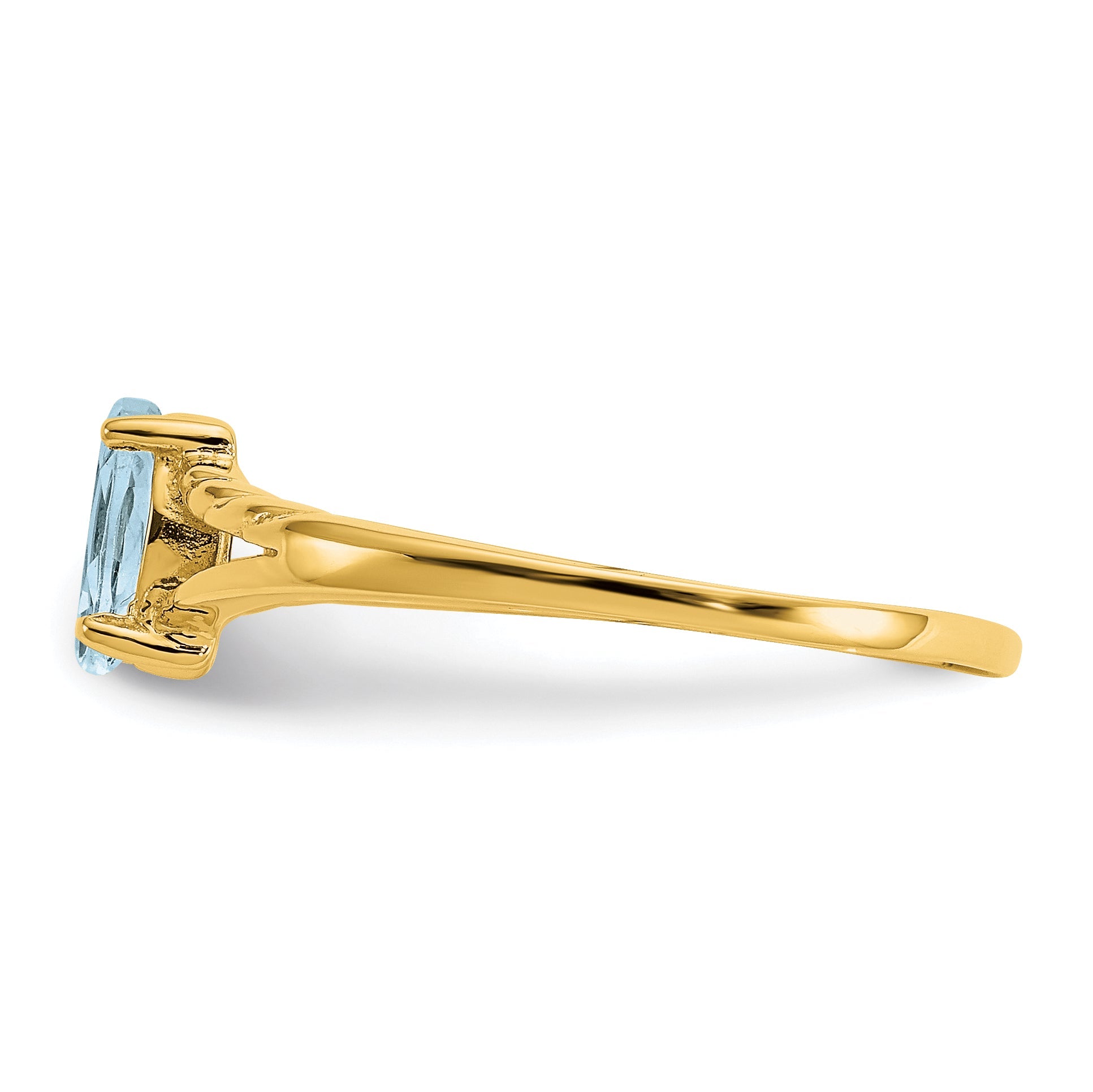 10K Yellow Gold Polished Genuine Aquamarine Birthstone Ring