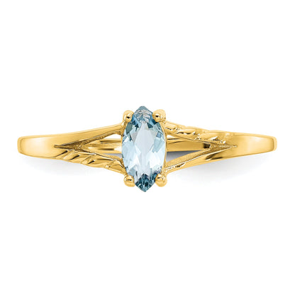 10K Yellow Gold Polished Genuine Aquamarine Birthstone Ring