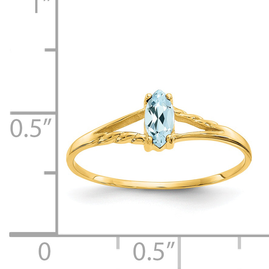 10K Yellow Gold Polished Genuine Aquamarine Birthstone Ring