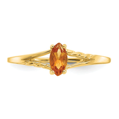 10K Yellow Gold Polished Genuine Citrine Birthstone Ring