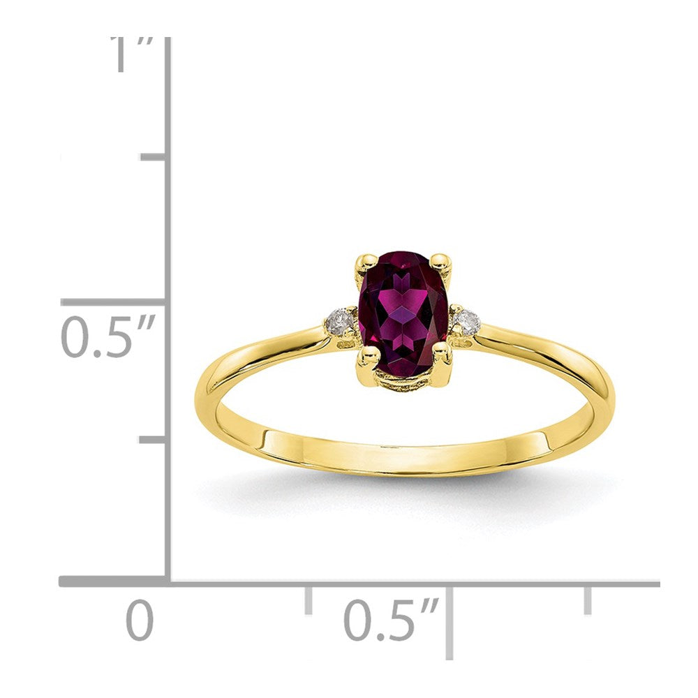 10K Yellow Gold Polished Genuine Diamond & Rhodolite Garnet Birthstone Ring