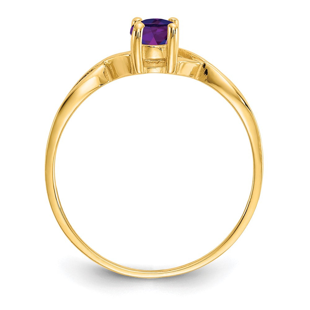 10K Yellow Gold Polished Genuine Amethyst Birthstone Ring