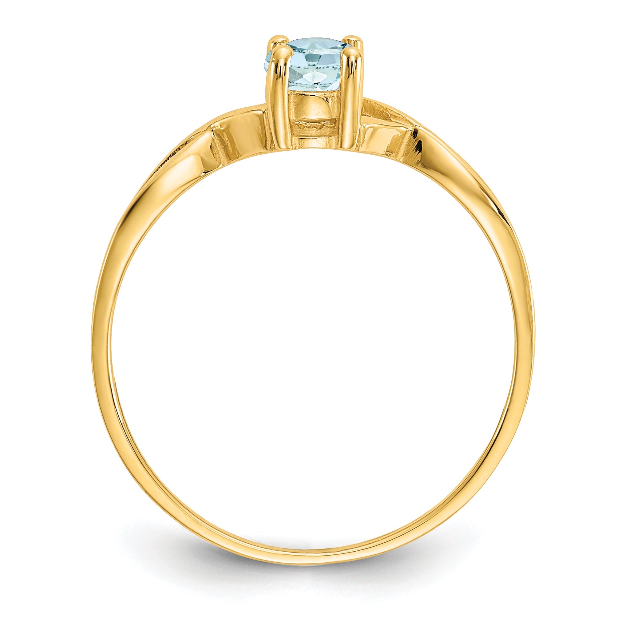 10K Yellow Gold Polished Genuine Aquamarine Birthstone Ring