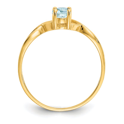 10K Yellow Gold Polished Genuine Aquamarine Birthstone Ring