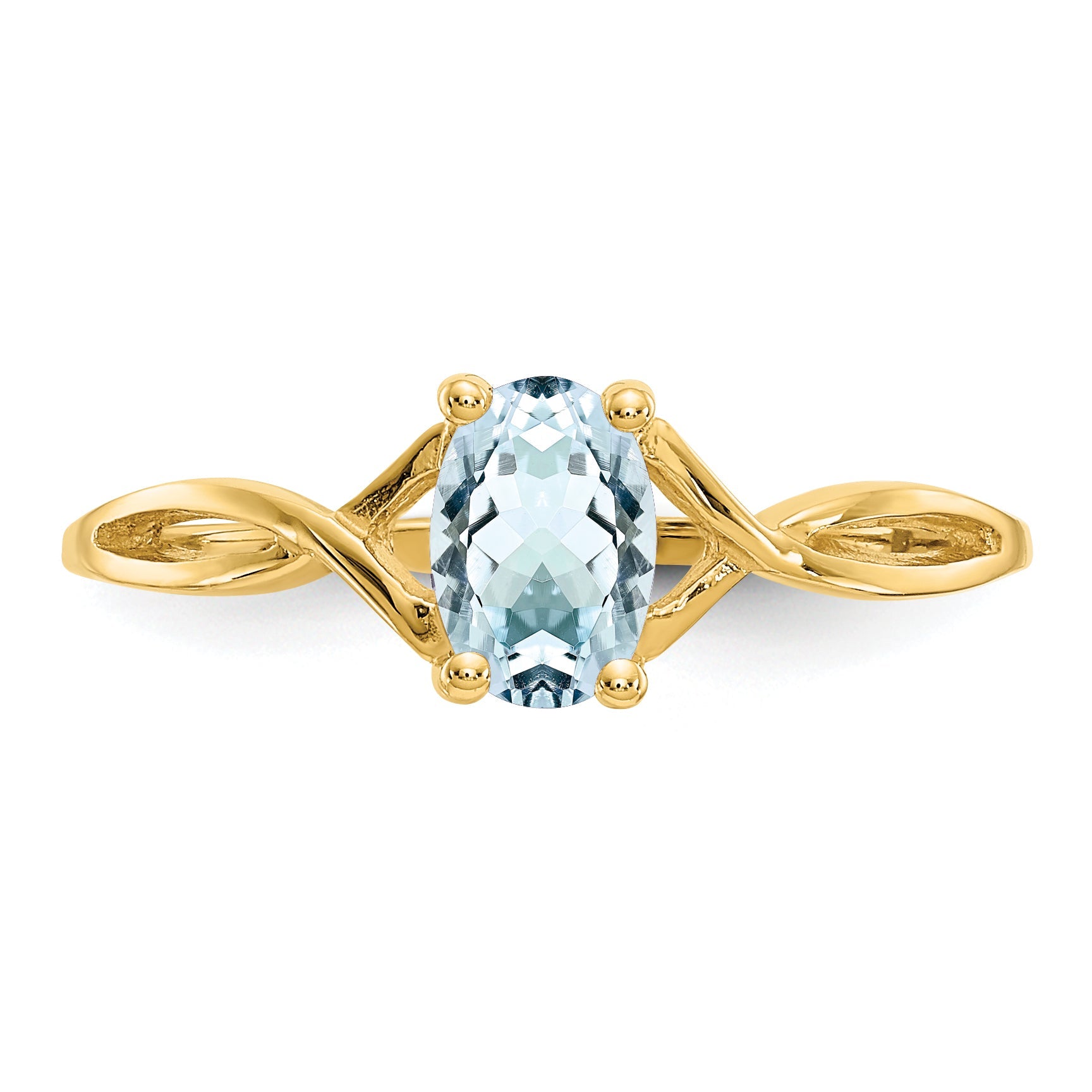 10K Yellow Gold Polished Genuine Aquamarine Birthstone Ring