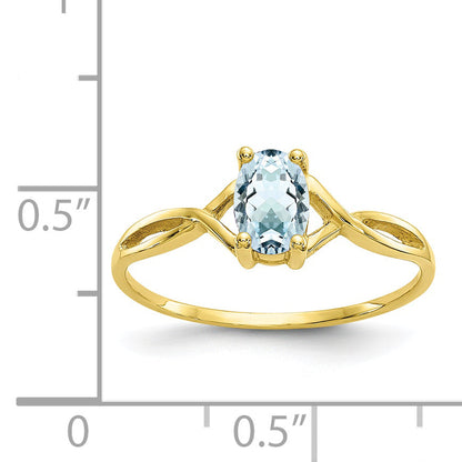 10K Yellow Gold Polished Genuine Aquamarine Birthstone Ring