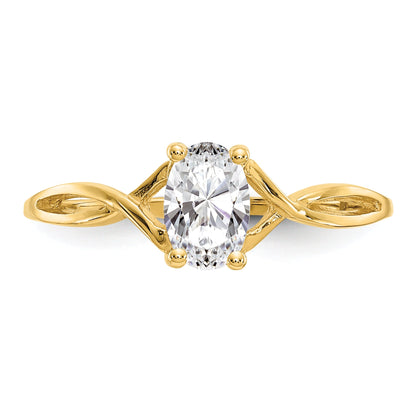 10K Yellow Gold Polished Genuine White Topaz Birthstone Ring