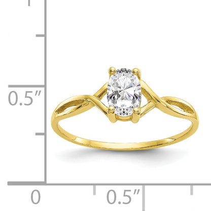 10K Yellow Gold Polished Genuine White Topaz Birthstone Ring