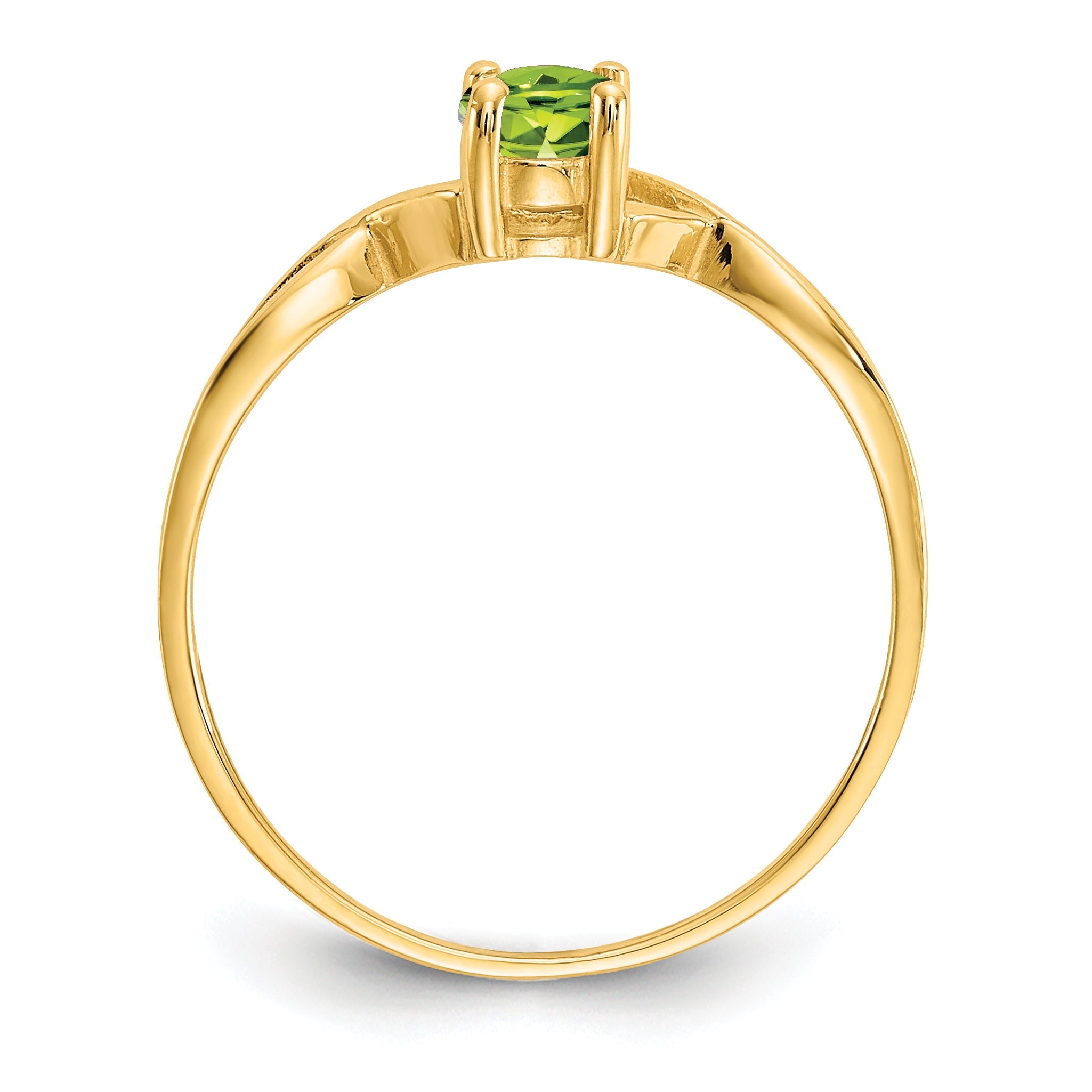 10K Yellow Gold Polished Genuine Peridot Birthstone Ring