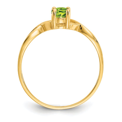 10K Yellow Gold Polished Genuine Peridot Birthstone Ring