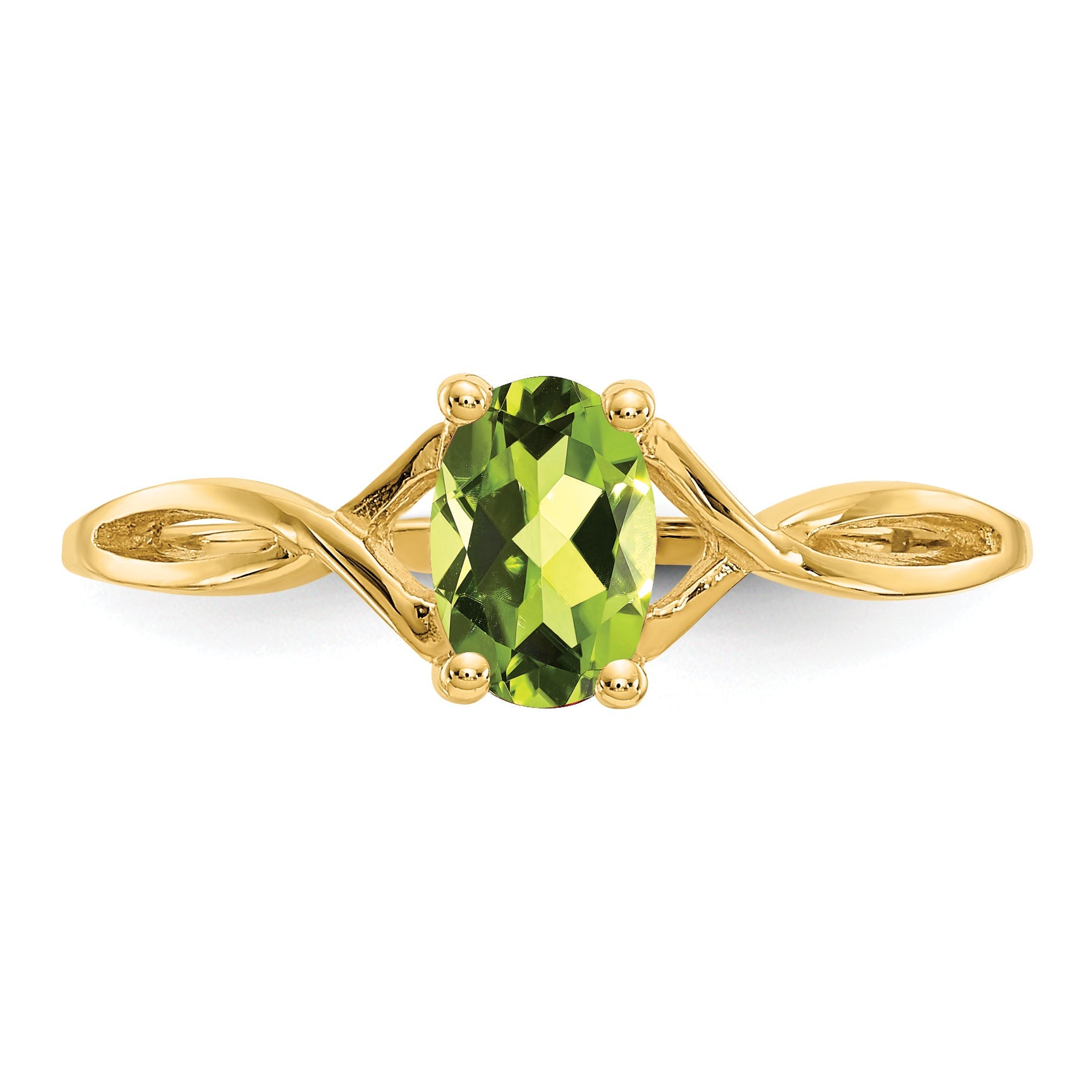10K Yellow Gold Polished Genuine Peridot Birthstone Ring