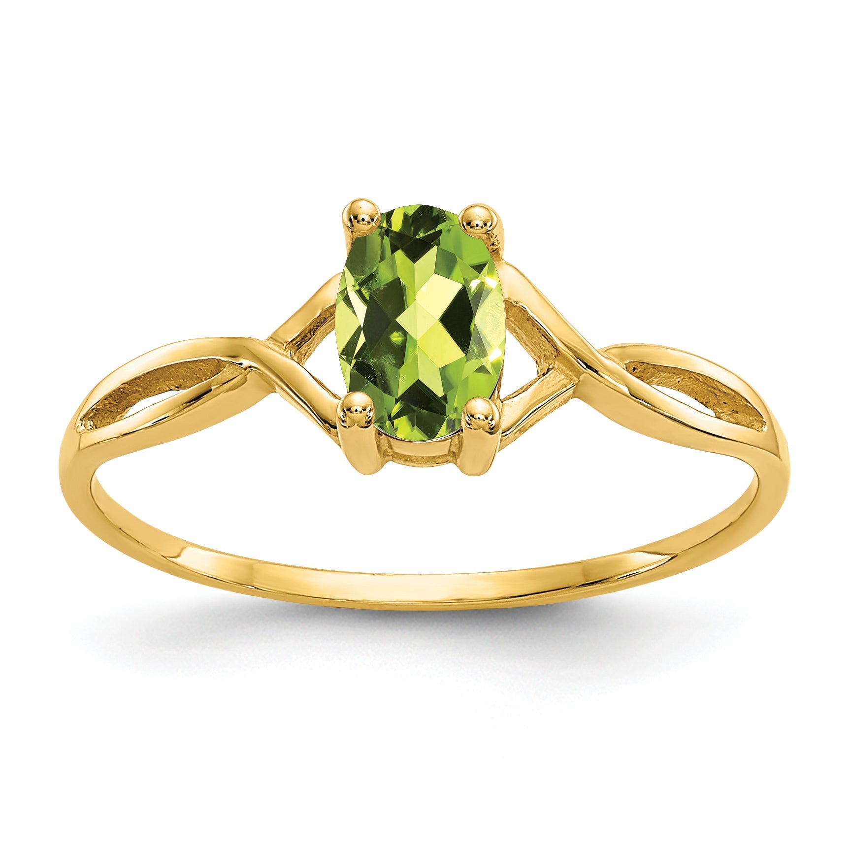 10K Yellow Gold Polished Genuine Peridot Birthstone Ring