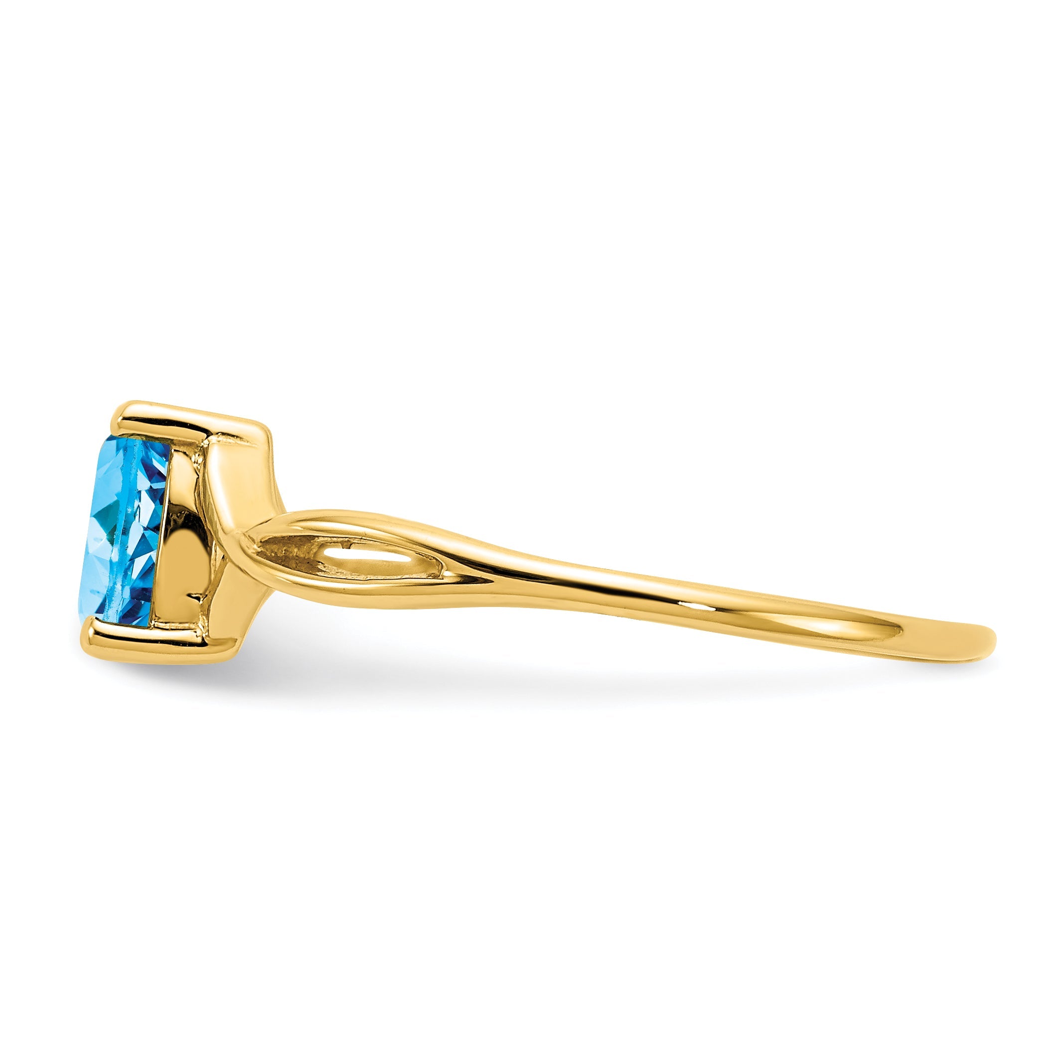 10K Yellow Gold Polished Genuine Blue Topaz Birthstone Ring