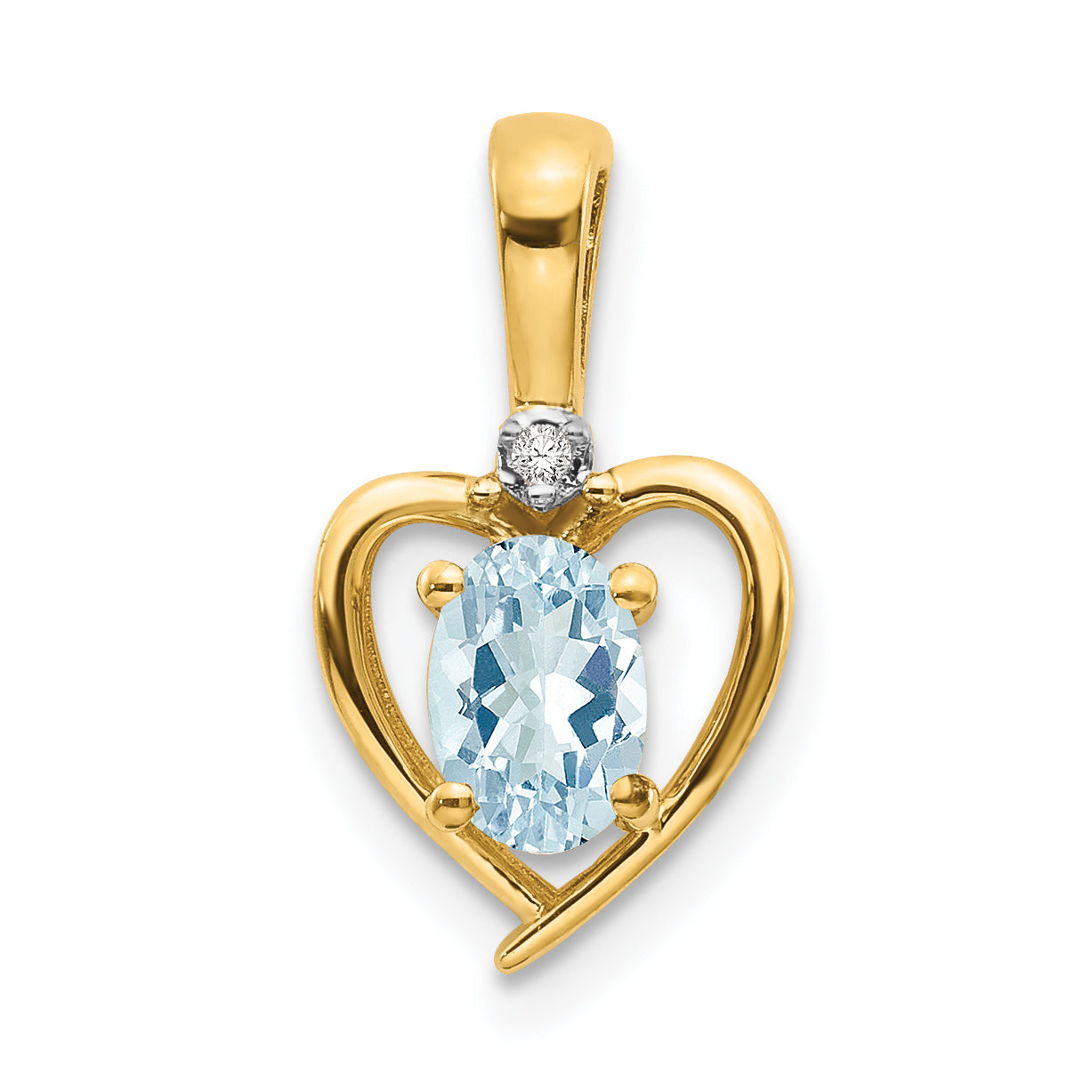 10K Yellow Gold 10K Diamond And Aquamarine Pendant