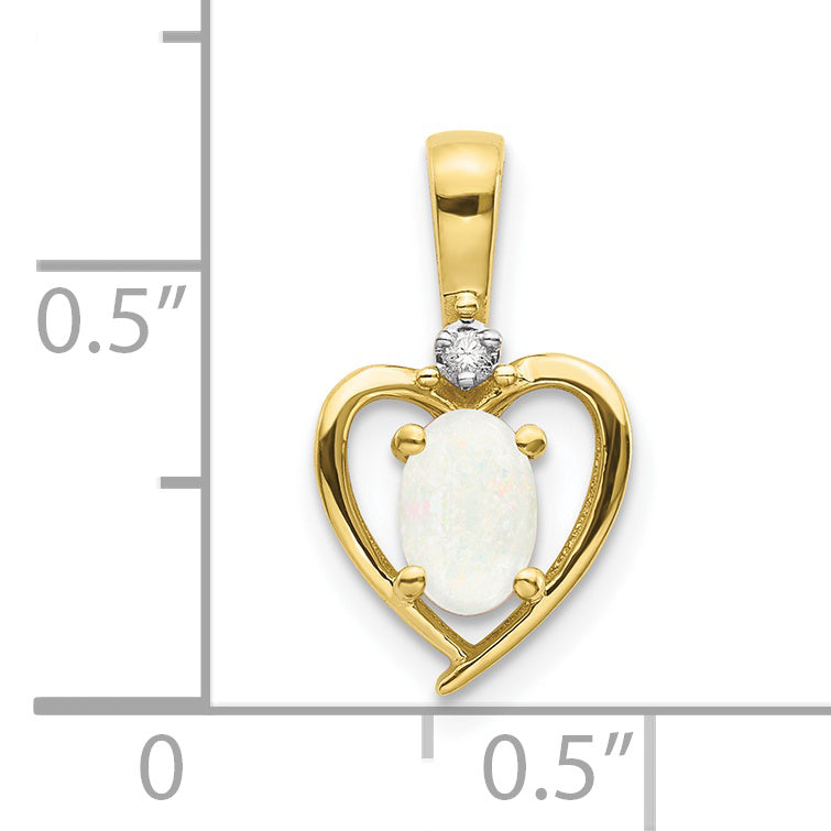 10K Yellow Gold 10K Diamond And Opal Pendant
